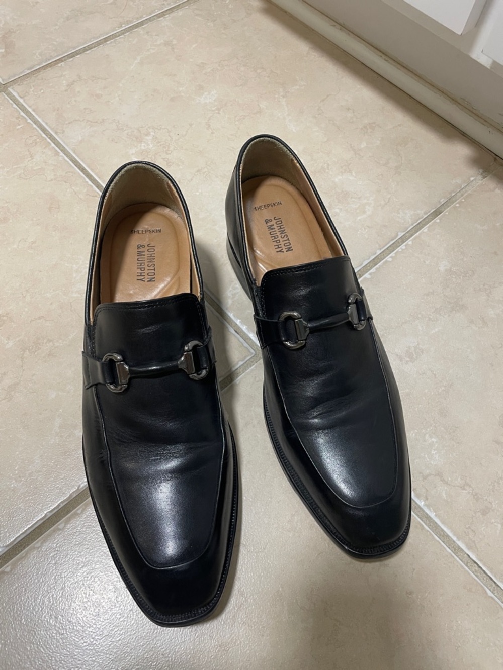 Johnston & Murphy Black Leather Bit Slip-On Loafers
